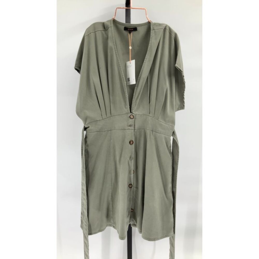 Quince Olive Green Button-Down Dress
